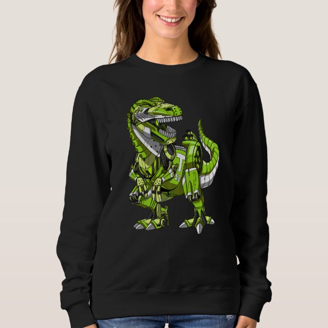 T Rex Dinosaur Robot Futuristic Science Fiction Bo Sweatshirt (Vorderseite)