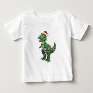 T-Rex Dinosaur Santa Hut Weihnachtsbeleuchtung Lus Baby T-shirt