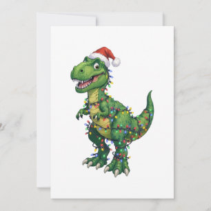 T-Rex Dinosaur Santa Hut Weihnachtsbeleuchtung Lus Dankeskarte