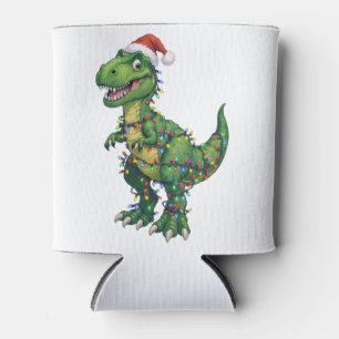 T-Rex Dinosaur Santa Hut Weihnachtsbeleuchtung Lus Dosenkühler
