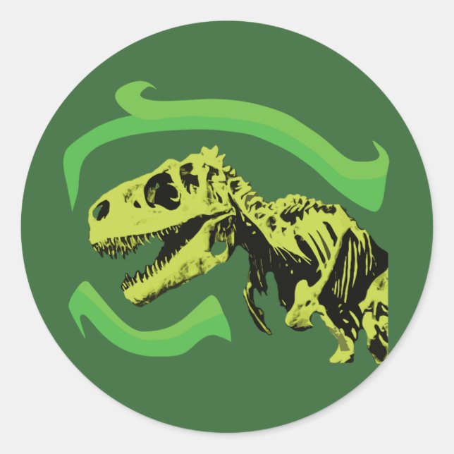 T-Rex Dinosaur Skeleton Runder Aufkleber (Vorderseite)