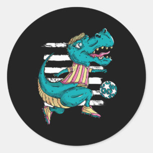T-Rex-Dinosaur spielt Fußball - Trex-Design Runder Aufkleber
