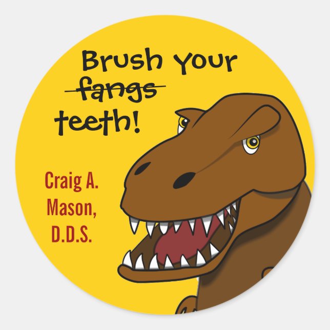 T-rex Dinosaur Sticker für die Zähne (Vorderseite)