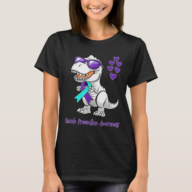 T-rex Dinosaur Suicide Prevention Awareness Day Di T-Shirt (Vorderseite)