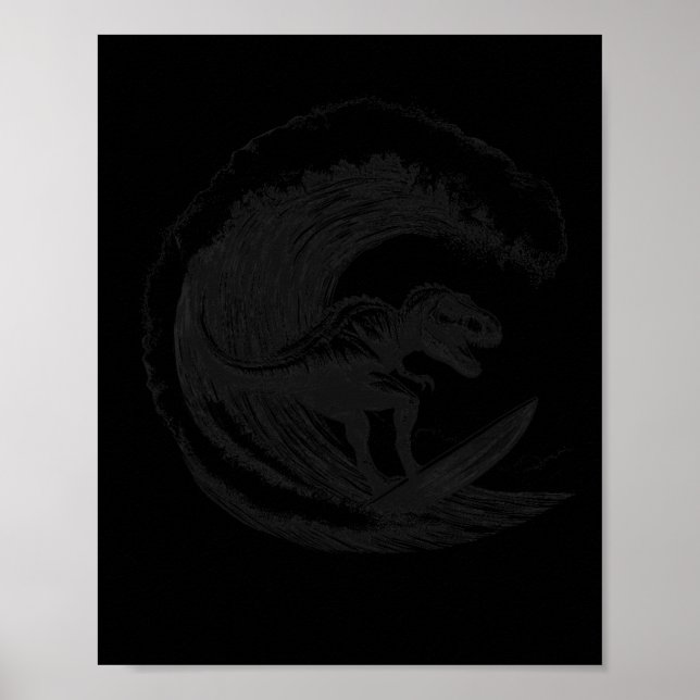 T-Rex Dinosaur Surft Surft Surfbrett Surfer  Poster (Vorne)