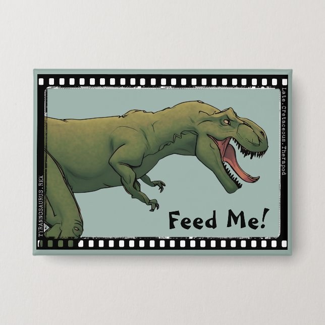 T-Rex Dinosaur Tyrannosaurus Fütterte Me! Button B (Vorderseite)
