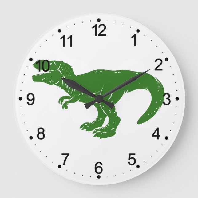T rex dinosaur - Wählen Sie die Hintergrundfarbe Große Wanduhr (Vorderseite)