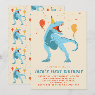 T-Rex Dinosaur Watercolor Geburtstagsparty Einladung