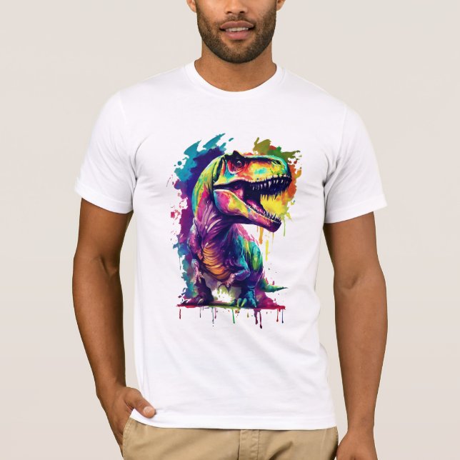 T-Rex Dinosaur Watercolor T - Shirt Design (Vorderseite)