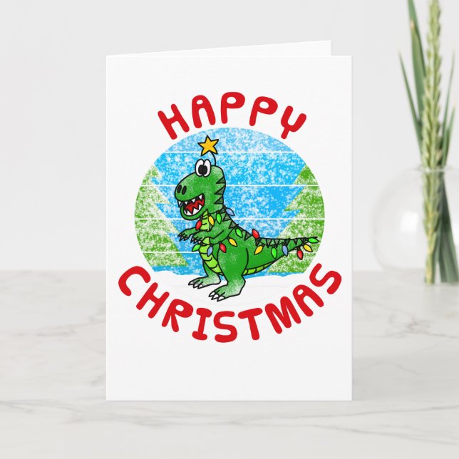 T-Rex Dinosaur Weihnachtskarte Funny Dankeskarte (Vorderseite)