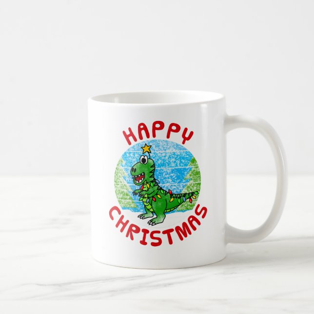 T-Rex Dinosaur Weihnachtskids Funny Kaffeetasse (Rechts)