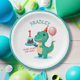 T Rex Dinosaurier Add Age Birthday Party Pappteller