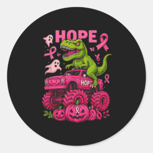 T Rex Dinosaurier and Monster Truck Brustkrebs Boo Runder Aufkleber