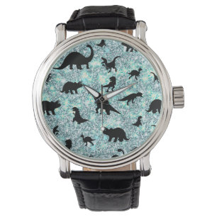 T-rex-Dinosaurier auf Gradientengalaxie Armbanduhr