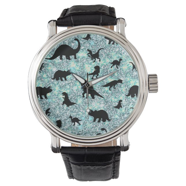 T-rex-Dinosaurier auf Gradientengalaxie Armbanduhr (Vorderseite)