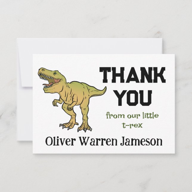 T-REX Dinosaurier Boy's any Age Birthday Vielen Da Dankeskarte (Vorderseite)