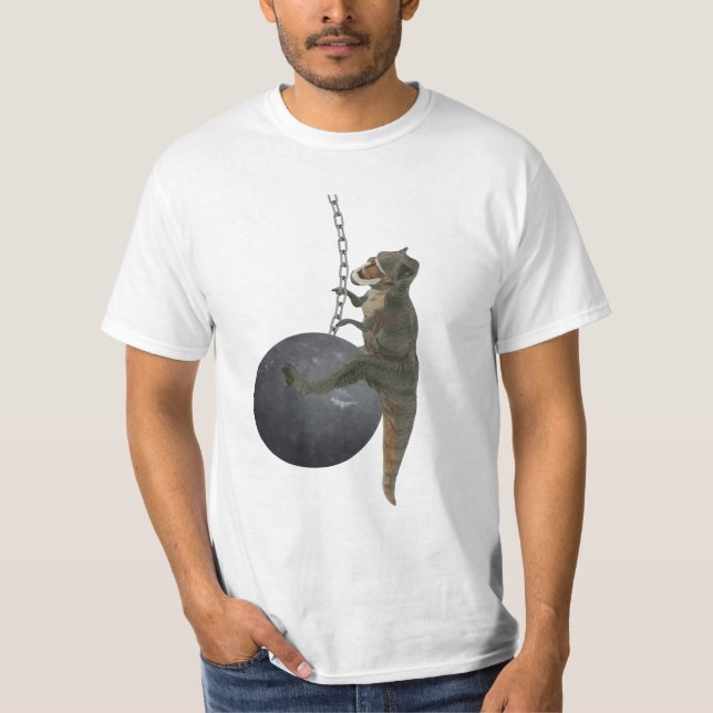 T-Rex Dinosaurier, der Ball ruiniert T-Shirt (Vorderseite)
