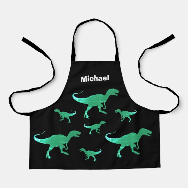 T-rex-Dinosaurier-individuelle Name Schürze (Vorderseite)