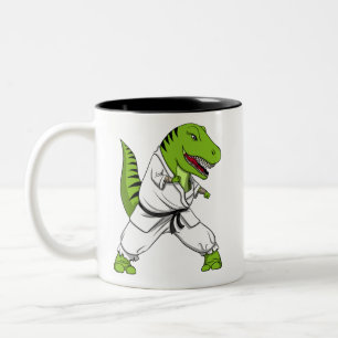 T-Rex Dinosaurier Ninja Kampfkunst-Karate Zweifarbige Tasse