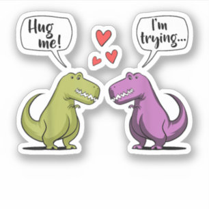 T-Rex Dinosaurier-Paar Umarme Mich Valentinstag Lu Aufkleber