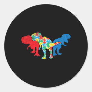 T-Rex Dinosaurier Puzzle Dino Autism Awareness ASL Runder Aufkleber