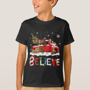 T-rex Dinosaurier Reiten Red Truck Frohe Weihnacht T-Shirt