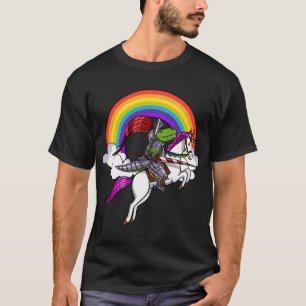 T-Rex Dinosaurier-Ritter auf Einhorn reitend T-Shirt