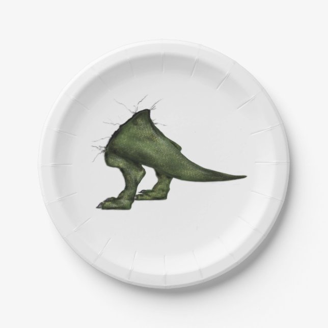 T-Rex Dinosaurier-Schwanz-Papier-Teller Pappteller (Vorderseite)
