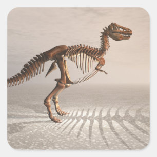 T. rex Dinosaurier-Skelettaufkleber Quadratischer Aufkleber
