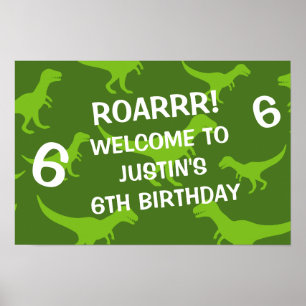 T-rex Dinosaurier Thema Geburtstagsfeier Begrüßung Poster