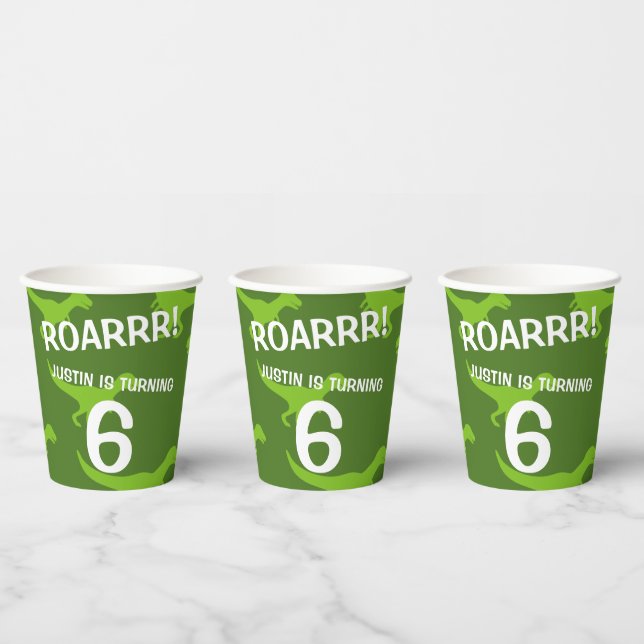 T-rex Dinosaurier Thema Kind's Birthday Party Cups Pappbecher (Multi)