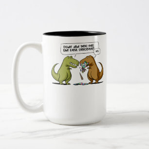T-Rex Dinosaurier-Typ aßen Sie den letzten Unicorn Zweifarbige Tasse