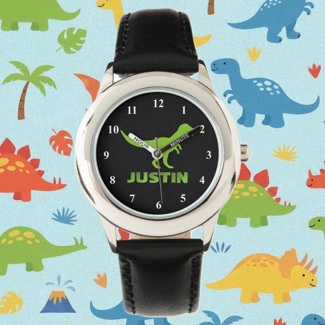 T rex Dinosaurier Uhr personalisiert mit Kindernam (dinosaur watch for kids)