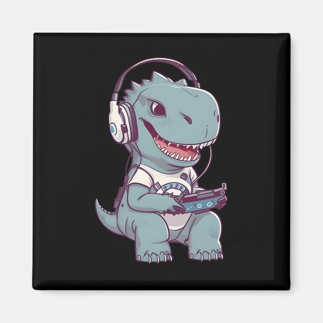 T. Rex-Dinosaurier Video Game Gamer Pl Magnet (Vorne)