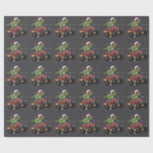 T-Rex Dinosaurier Weihnachts-Monstertruck  Geschenkpapier