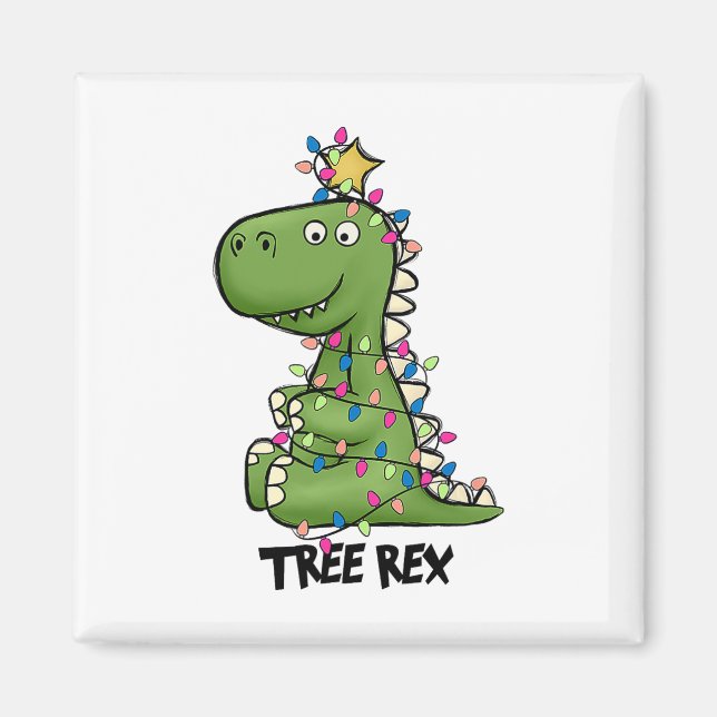T-Rex-Dinosaurier-Weihnachtskostüm Xmas-Baum-Licht Magnet (Vorne)