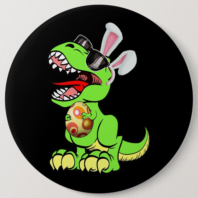 T Rex Easter Bunny Funny Dinosaur Boys Basket Stuf Button (Vorderseite)
