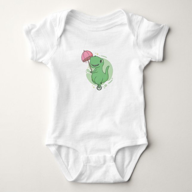 T Rex Einrad Baby Strampler (Vorderseite)