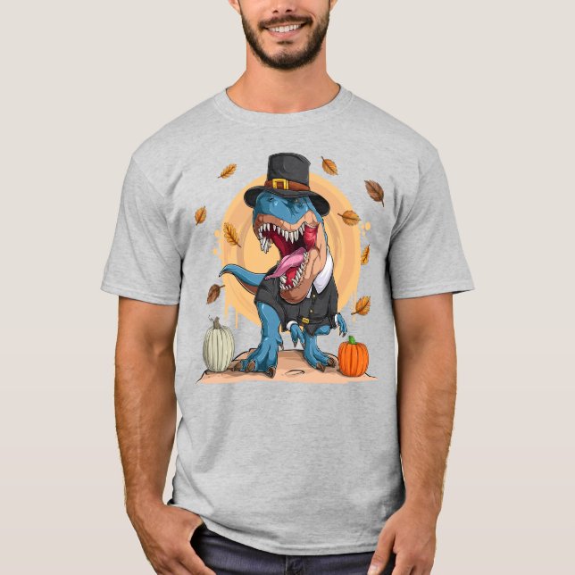T-Rex Erntedank Pilgrim T-Shirt (Vorderseite)