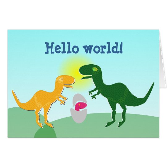 T-Rex Familien-Dino-Baby-Ei-hallo Weltkarte Karte