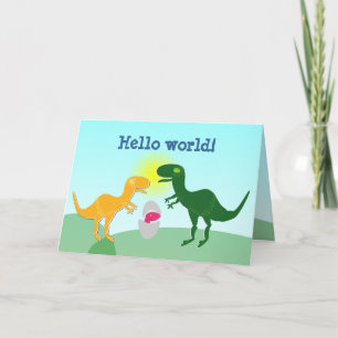 T-Rex Family Dino Kindereier Hallo World Card Karte