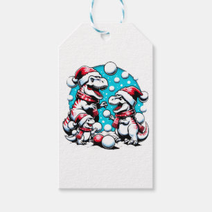 T-Rex Family Snowball Fight - Funny Christmas Dino Geschenkanhänger