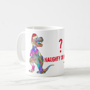 T Rex Festive Dinosaur Funny Naughty oder Nice Zit Kaffeetasse
