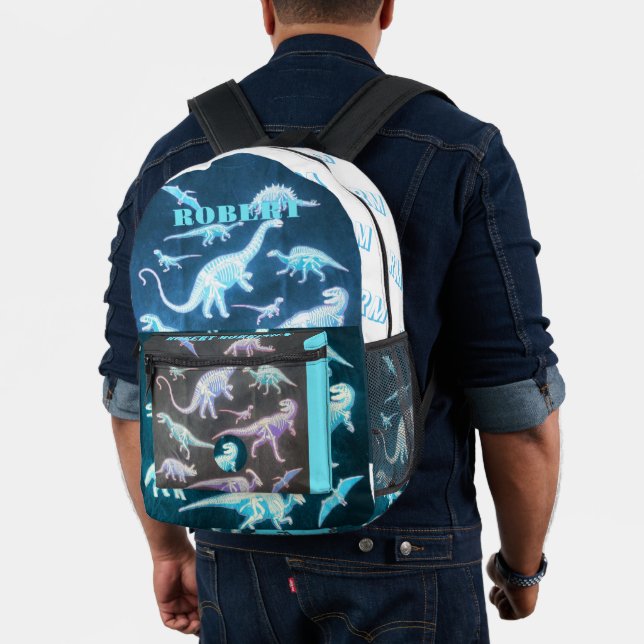 T-Rex Fluorescent Modern Skeleton Dinosaur Bedruckter Rucksack (Insitu (Modell))