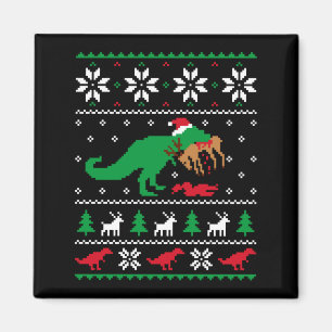 T Rex frisst Rentiere Lustiger Dinosaurier Weihnac Magnet