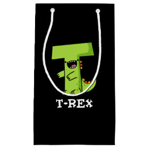 T-Rex Funny Alphabet Dinosaur Pun Dark BG Kleine Geschenktüte