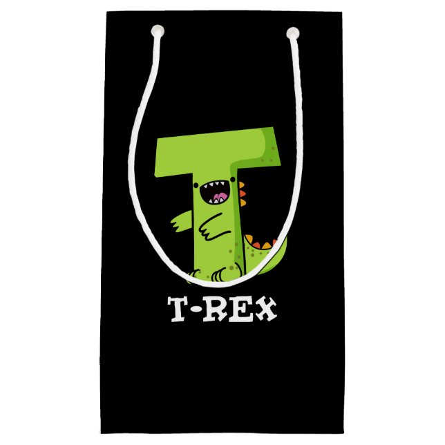 T-Rex Funny Alphabet Dinosaur Pun Dark BG Kleine Geschenktüte (Vorderseite)