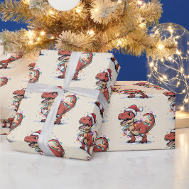T-Rex Funny Boy Weihnachtsleuchten Umschlagpapier Geschenkpapier