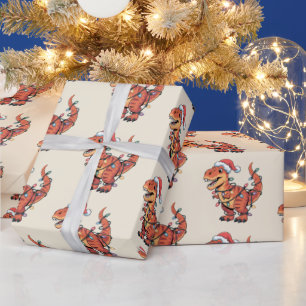 T-Rex Funny Boy Weihnachtsleuchten Umschlagpapier Geschenkpapier