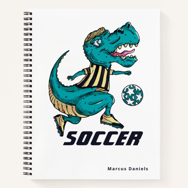 T-Rex Fußball-Spiele mit Namen Notizbuch (Vorderseite)